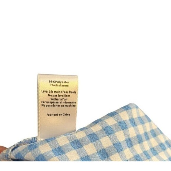 Lush Blue White Cut Out Gingham Dress Size Small - Dorothy - Off The Shoulder - Picture 4 of 8